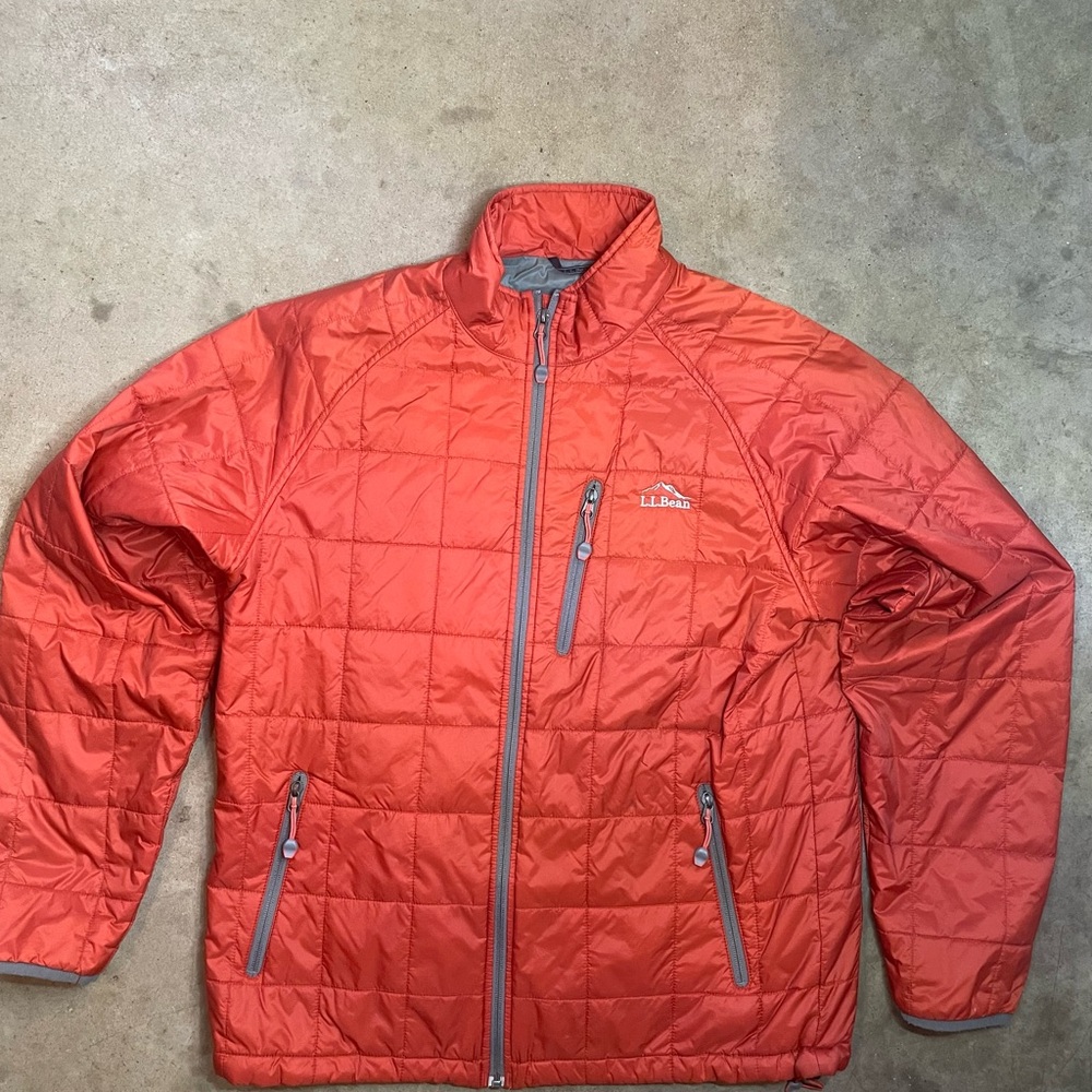 LL Bean Packaway Ultralight Puffer Jacket 280650 Orange Sz Medium Good Condition